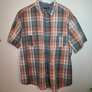 Woolrich Button Down Short Sleeve w/ Pocket Shirt Men’s XL Orange/Green Plaid